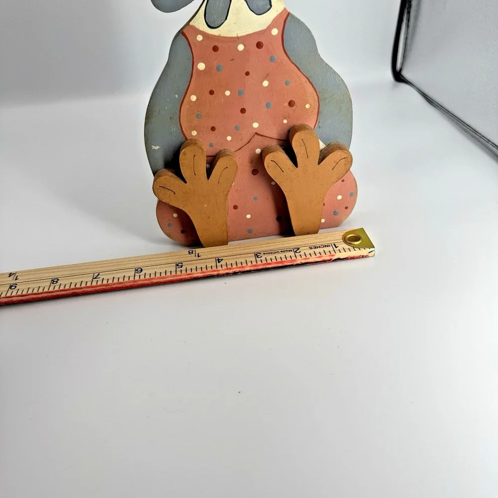 Vintage Hand Painted Wood Chicken Paper Towel Holder Folk Art Kitchen Decor